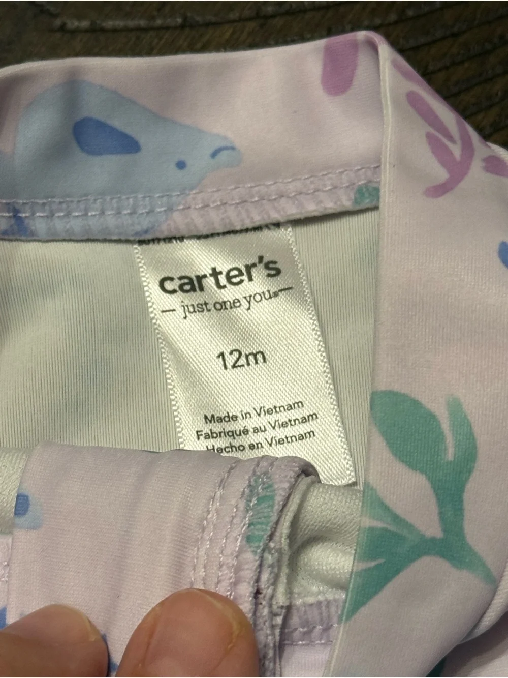 Long-Sleeve Baby One-Piece Swimsuit in Pastel Sea Print